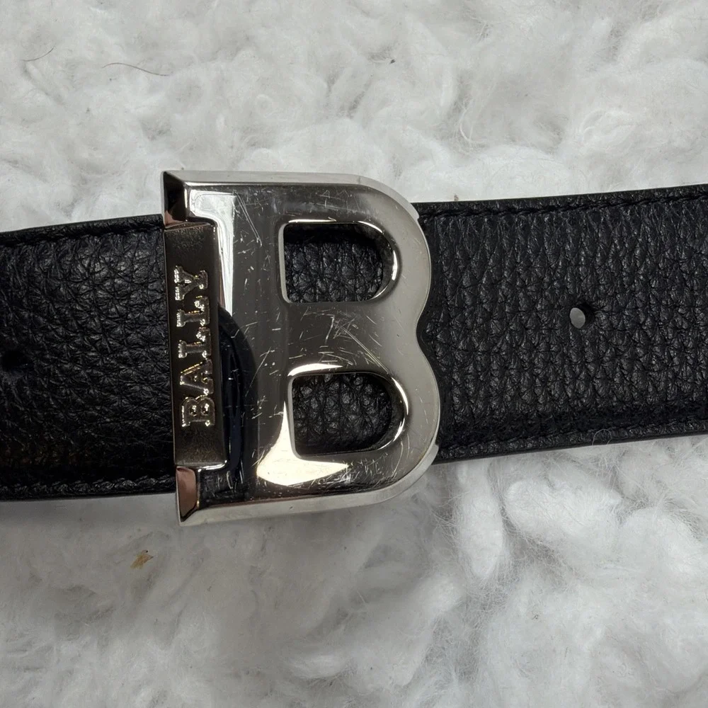 Bally Men's Mirror Buckle Adjustable Reversible Black Belt EU 110/US 44 Formal